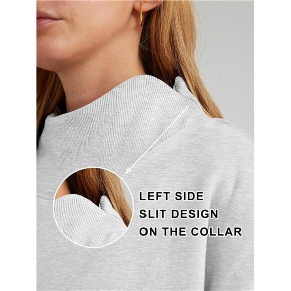 Womens Oversized Sweatshirt Turtleneck Pullover Long Sleeve Fleece Casual Tops - Picture 6 of 7